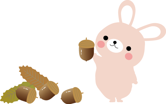 秋のイラスト 無料イラスト フリー素材 ドングリと動物たち