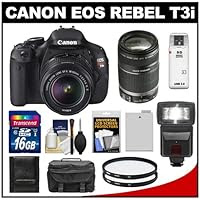 Canon EOS Rebel T3i 18.0 MP Digital SLR Camera Body & EF-S 18-55mm IS II Lens with 55-250mm IS Lens + 16GB Card + Battery + Case + Filters + Flash + Cleaning Kit