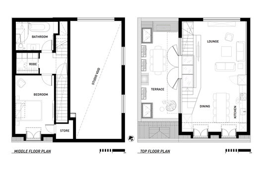First and top floor plans