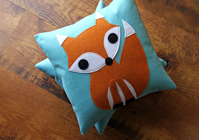 Fox Pillows in Pale Aqua!