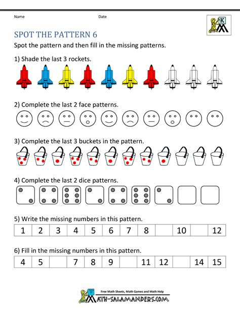 You'll find kindergarten math worksheets, kindergarten reading worksheets, kindergarten writing worksheets and even a free kindergarten assessment! free kindergarten worksheets spot the patterns