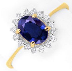 Originalfoto SAPHIR-DIAMANTRING 1ct SAFIR 16 DIAMANTEN 18K GOLD 950€