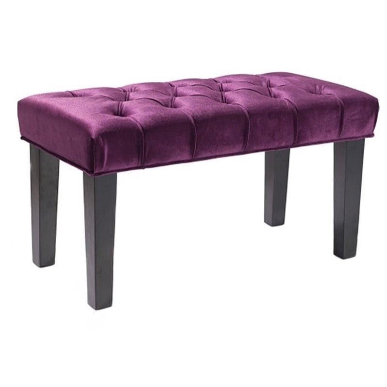 Armen Living Marilyn Tufted Velvet Living Room Bench in Purple