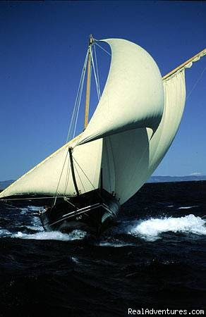 The Gajeta Falkusa Under Full Sail - Unique Kayak Expeditions in Croatia
