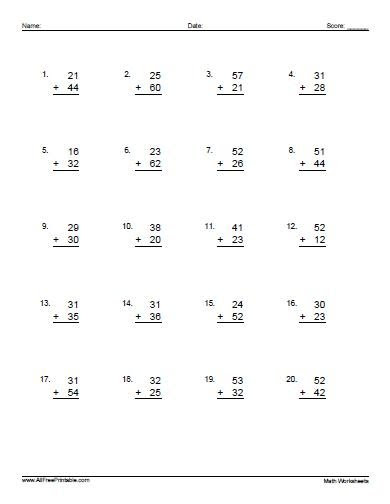 Two Digit Addition Worksheets | Free Printable