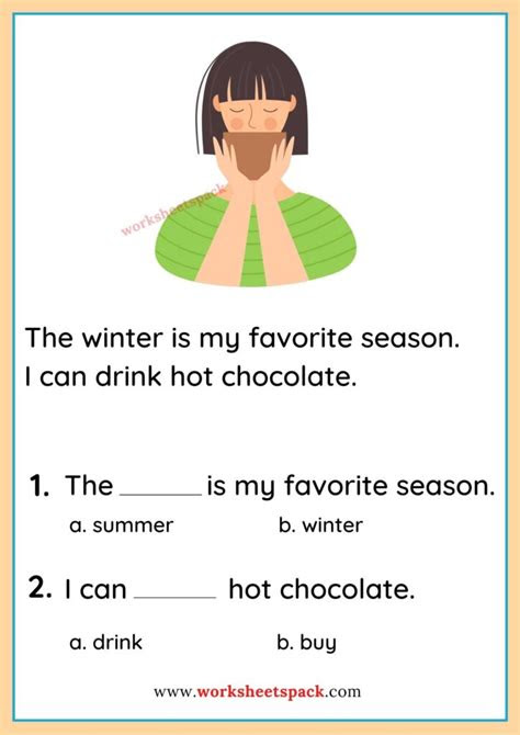  winter reading comprehension worksheets passage about winter