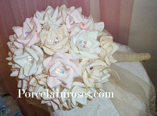 Deep Ivory, Lt. Pink & White - Rose Bouquet