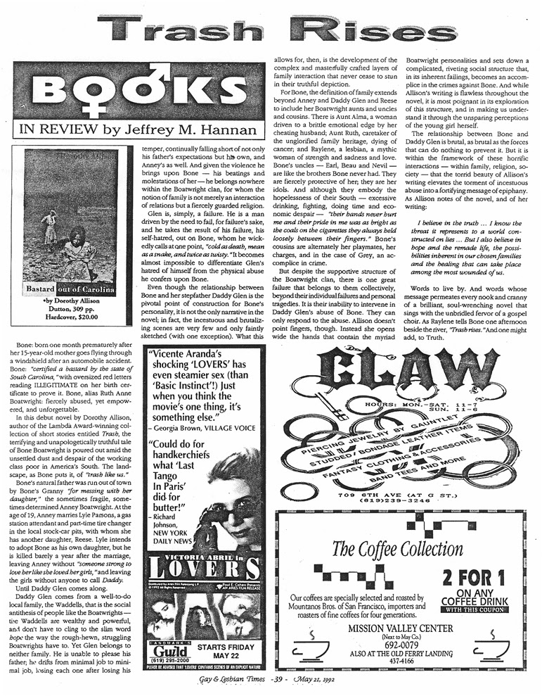 Book Review Bastard Out Of Carolina By Dorothy Allison