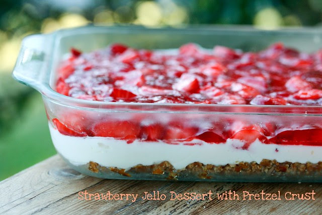 Strawberry Jello Dessert with Pretzel Crust