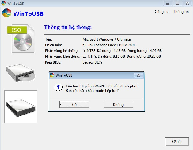 WinToUSB 2.1 Việt hóa - Tạo bộ cài đặt Windows cho USB