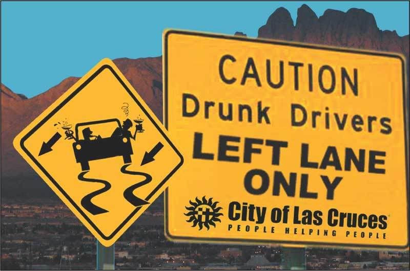 Drunk driving lane road sign