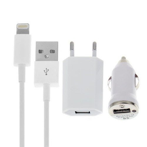  Chargeur allume cigare +prise 220V + câble USB pour Apple iPhone 5 / ipod 5