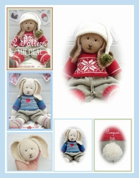 Bo / Oscar/ 2 Toy Pattern MJT Deal /Boy Bunnies /PDF Email Toy Knitting Patterns