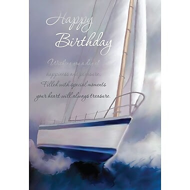 Greeting Cards, Happy Birthday, Yacht, 18/Pack Staples®
