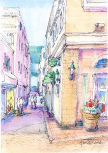 スケッチ 描き方 風景画 街並み パリ ボローニャ 横浜 塗り絵で癒し 風景画 花の絵