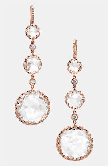 Ivanka Trump 'Rose Gold' Long Stone  Diamond Drop Earrings