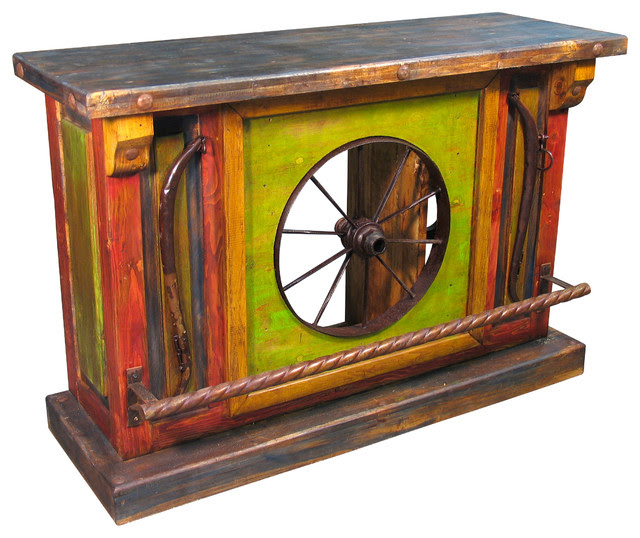 Painted Wood Wagon Wheel Bar - furniture - other metro - by Direct 