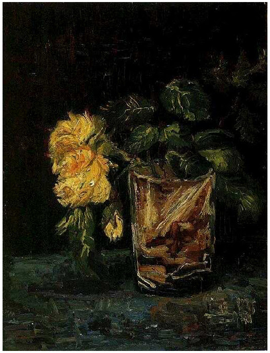 Vincent van Gogh Glass with Roses Painting