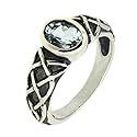 Sterling Silver Oval Cut Genuine Aquamarine Celtic Knot Ring (3/4 CT.T.W)