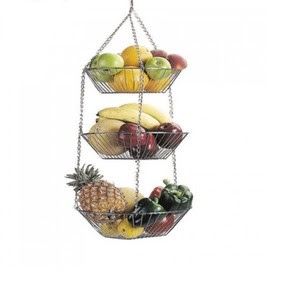Chrome Stainless Steel Hanging 3 Tier Fruit and Vegetable Basket 