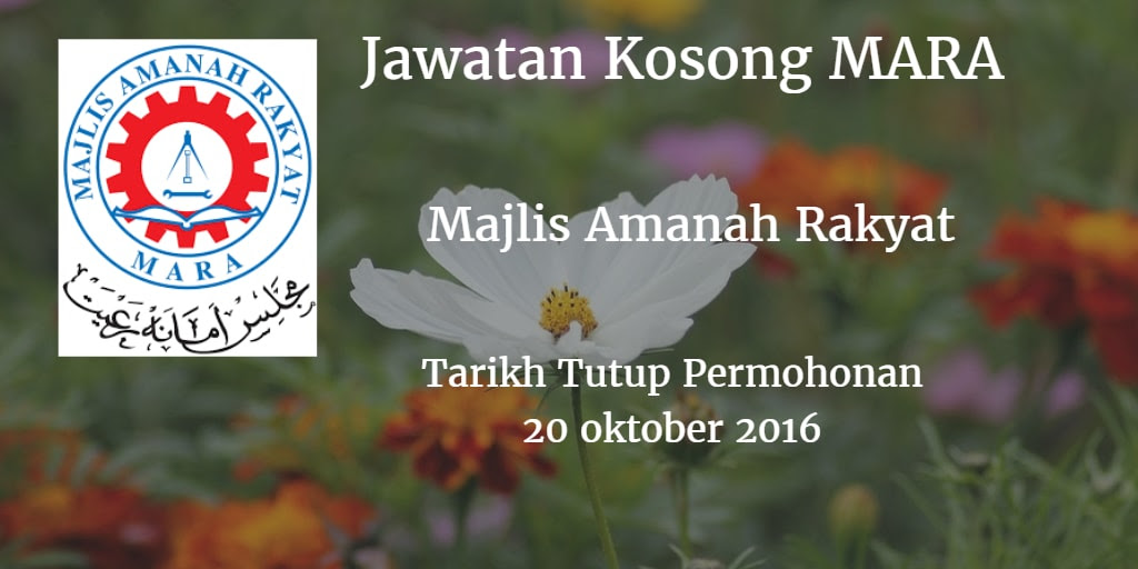 Majlis Amanah Rakyat Jawatan Kosong MARA 20 Oktober 2016 ...