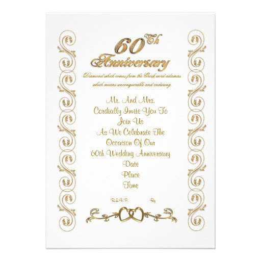 60th anniversary party invitation 5 x 7 invitation card 60th anniversary party invitation 5 x 7 invitation card