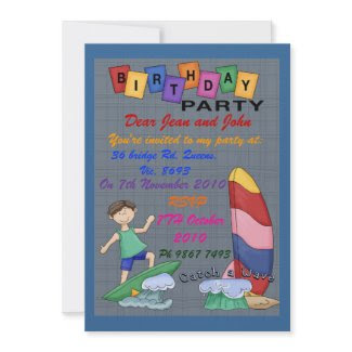 Boys Catch a wave invitation