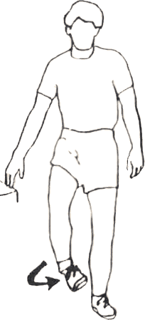person lifting foot off ground and moving it in circular motion