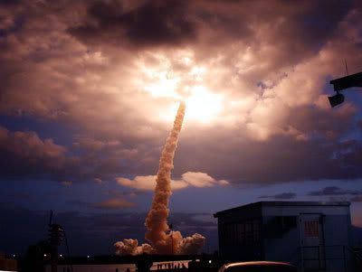 Space shuttle Columbia lifts off into the night sky on flight STS-109...which was the last servicing mission to the Hubble Space Telescope in 2002.