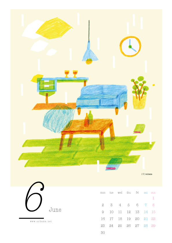 ダウンロード 14年6月 フリーカレンダー Yuji Hikino Illustration