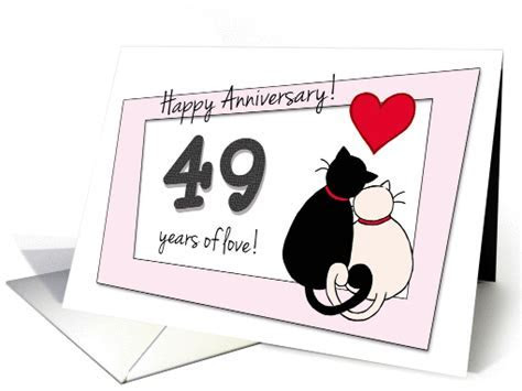 Happy 49th Wedding Anniversary   Two cats in love card  