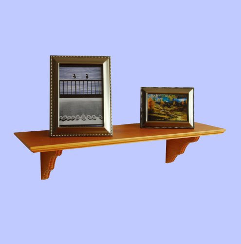 Christmas Ennospace 24 Inch x 8 Inch x 0.75 Inch Classical Solid Wood Wall Shelf with Brackets Honey Oak Deals