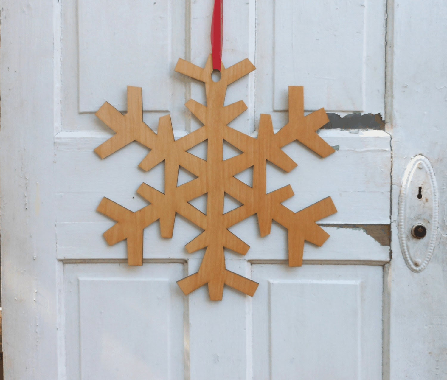 Large Wooden Snowflake for Door or Wall.