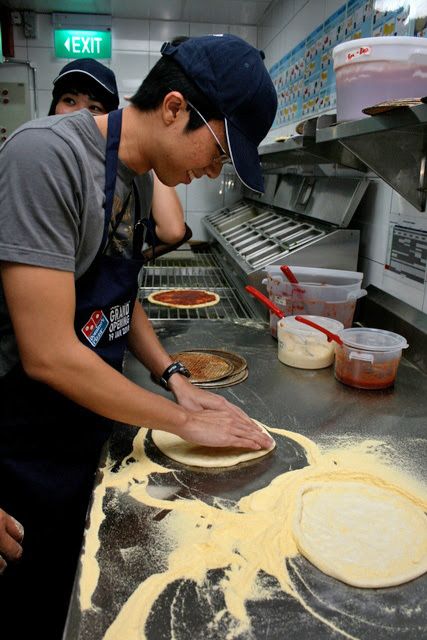 We got to try our hands at pizza making