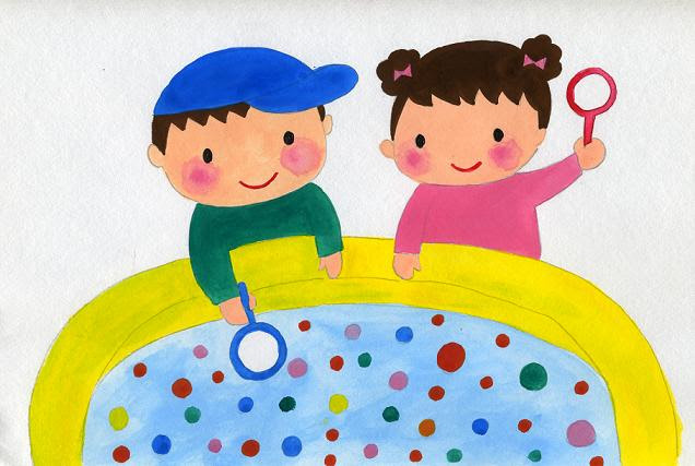 のんもも日記 バザーのイラスト スーパーボールすくい 福つりのイラスト