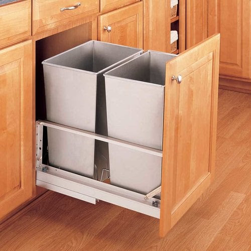 Rev-A-Shelf 32 Quart Premiere Double Trash Pull-Out Waste Containers, Min. Cabinet Opening: 15 ...
