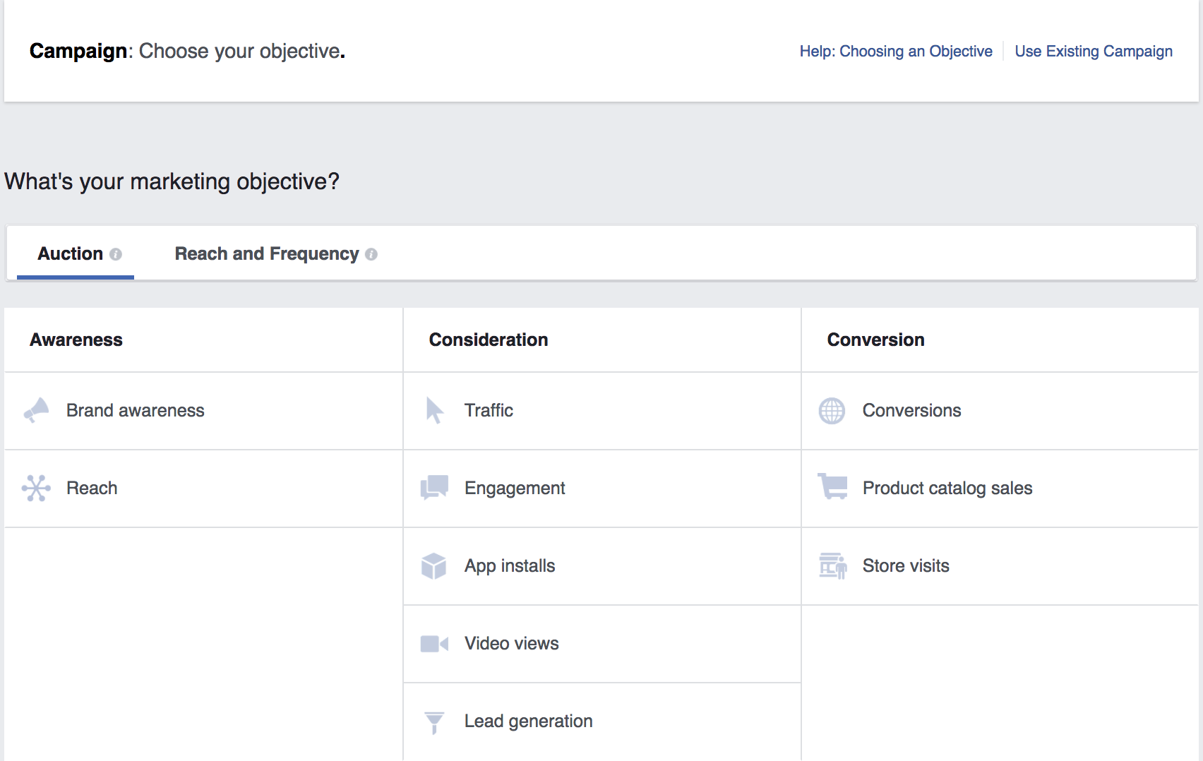 Facebook Advertising Options