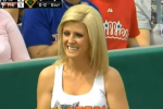 Whoops: Hooters Ballgirl Throws Live Ball into Stands
