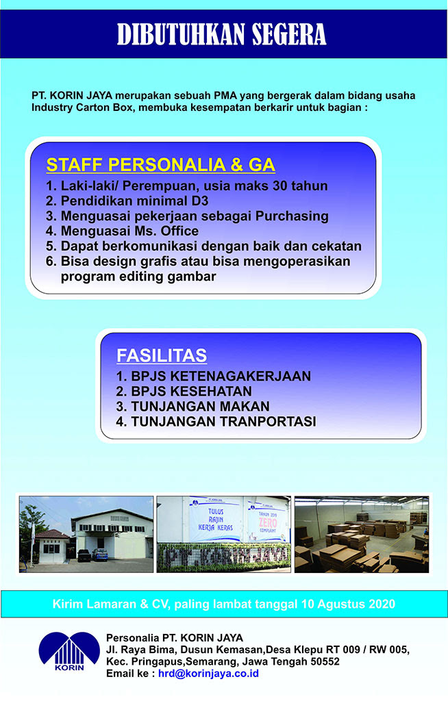 Lowongan Kerja Klero : Loker Pt Nesia Pan Pacific Knit Kab ...