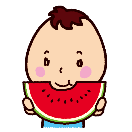 大きなスイカを食べるイラスト イラストくん