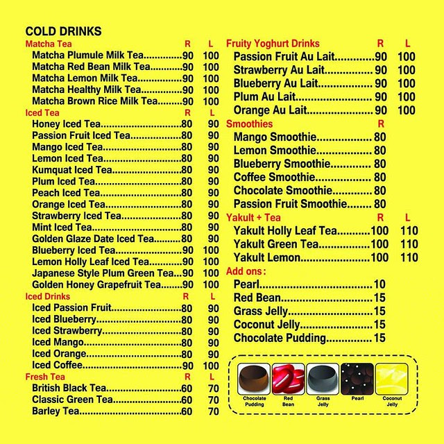 Dakasi Menu Cold Drinks