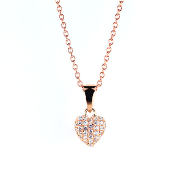 Silver スワロフスキージルコニア ハートネックレス ピンク Gold House Japan