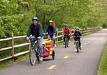 family on bikeway