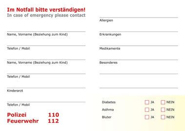 Eine notfallkarte im portemonnaie oder der. Notfallausweise zum Download