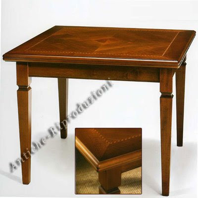 Extensible Square Kitchen Table cm 100x100, open cm 200x100 Wooden