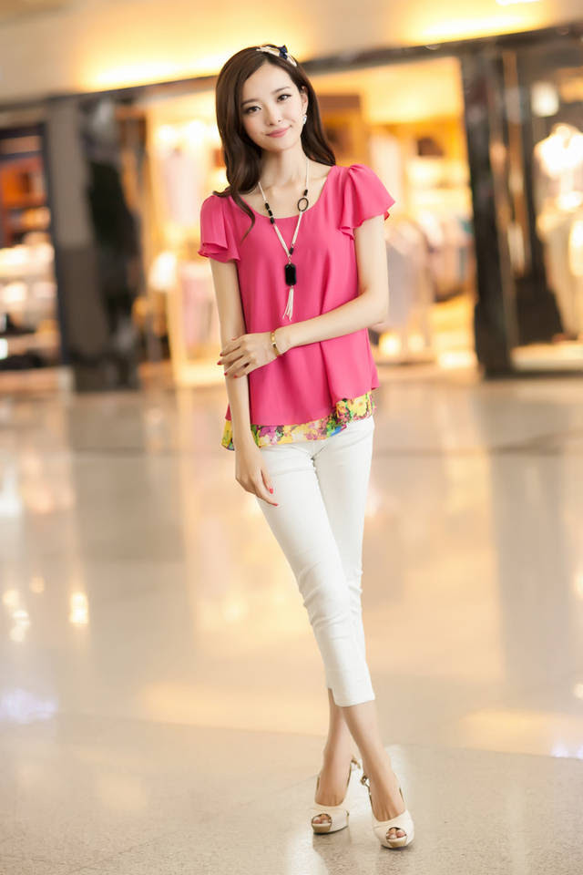 เสื้อแฟชั่นหน้าร้อน ลาย สีเหลือง สีเหลือง order)เสื้อแฟชั่นหน้าร้อน (Pre ลาย