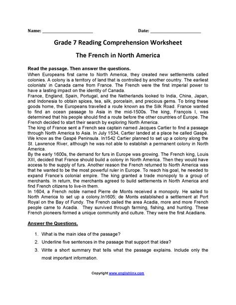 You can find an assortment of printable reading wo. grade 7 reading comprehension worksheets pdf amulette