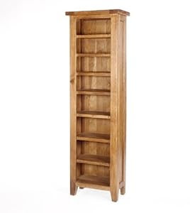 Neo tall bookcase cd dvd storage solid oak wood rustic furniture 