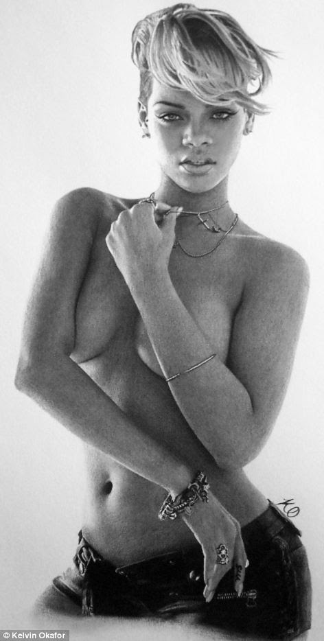 Rated R: The London-based artist has now scooped national awards and is exhibiting across the country. Pictured, Rhianna