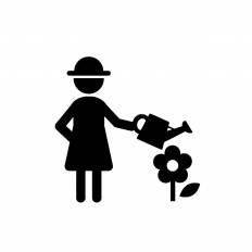 水やりする女性 シルエット イラストの無料ダウンロードサイト シルエットac